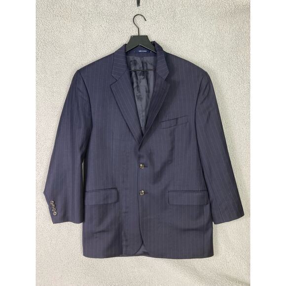 Lauren Ralph Lauren Women's Navy Blue Pinstripe Blazer Jacket Size 42R - Picture 11 of 16